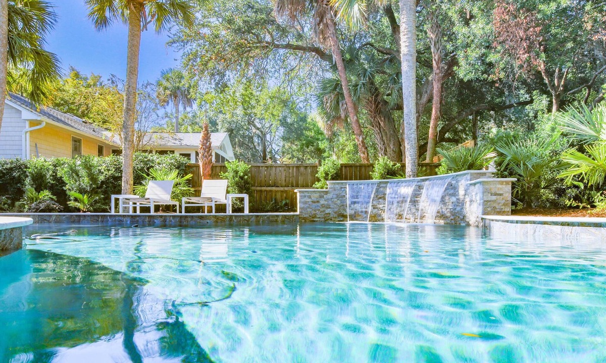Isle of Palms House | Escape to this Seaside Retreat w/Private Pool, Sundeck, Tropical Landscaping & 21 Palm Trees