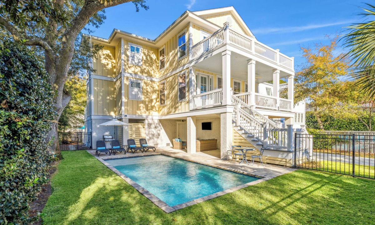 Folly Field House | Experience luxury at 5 Periwinkle Lane, with private pool and a 5-minute walk to the beach!