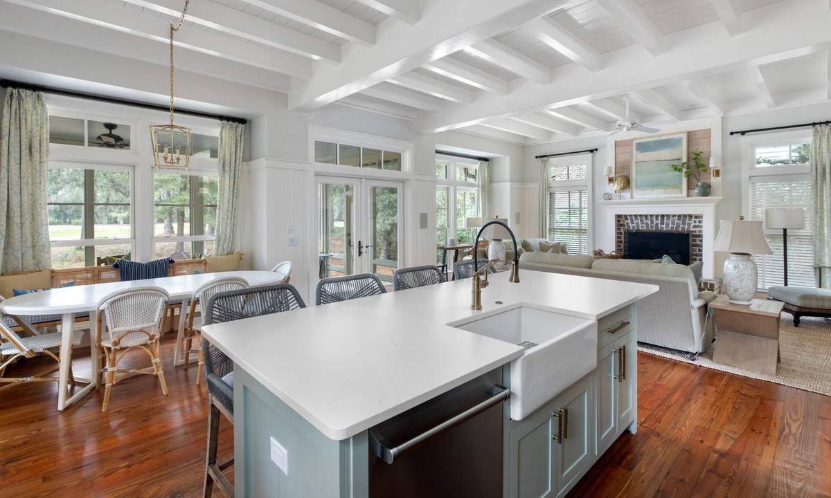 Palmetto Bluff House | Luxe interiors, pet-friendly & fireplace on the porch