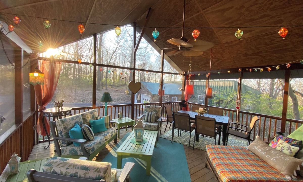 Lebanon Cabin | Whimsical cabin — 4 acres with hot tub, fire pit, spacious screened porch & pond