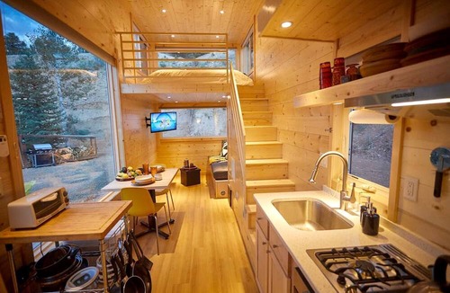 Arroyo Hondo Cabin | Bougie Tiny Home with Mountain Views, Hot Tub, Just 2 miles to Black Rock Hot Springs, NM