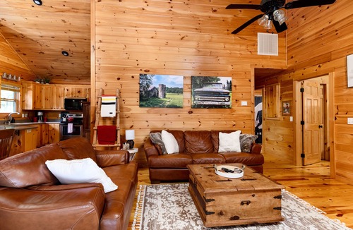 Murphy Cabin | Cabin Blue Ridge-Murphy area, fast wifi, dog & family friendly, trail & hot tub!