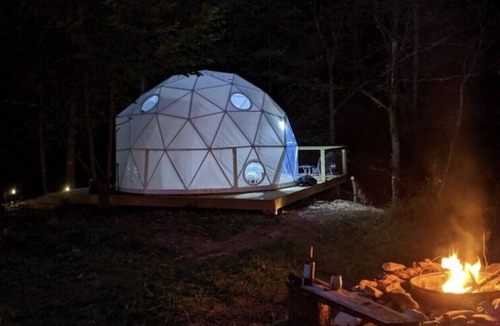 Deep Gap RV Rental | Glamping Geodesic Dome Tent - Trout Stream, Fire Pit & Privacy +