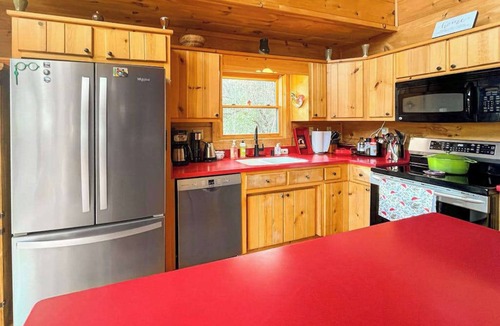 Zirconia House | Mtn-view home close to parks with private sauna, decks, wood stove, grill, W/D