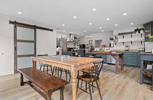 Franklin House | Private Hilltop Escape on 12 Acres for Groups & Families: Fire Pit & Balcony