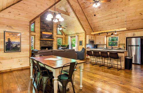 Blue Ridge Cabin | Spacious, New Cabin! New Hot Tub, Fire Pit, and Game Room! Dog-Friendly!