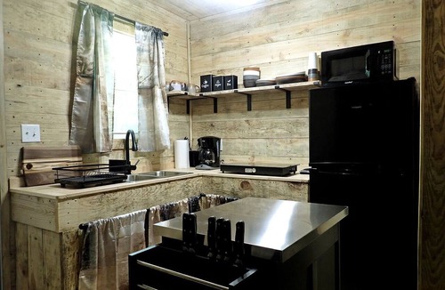 Hartshorn Cabin | Tiny Cabin with Fire Pit & Covered Porch Retreat in Salem, Missouri