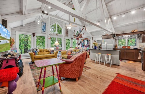 Lebanon Cabin | Whimsical cabin — 4 acres with hot tub, fire pit, spacious screened porch & pond