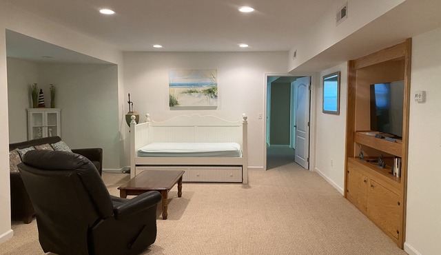1 Bedroom minutes to beach & a block to trail with private entrance .