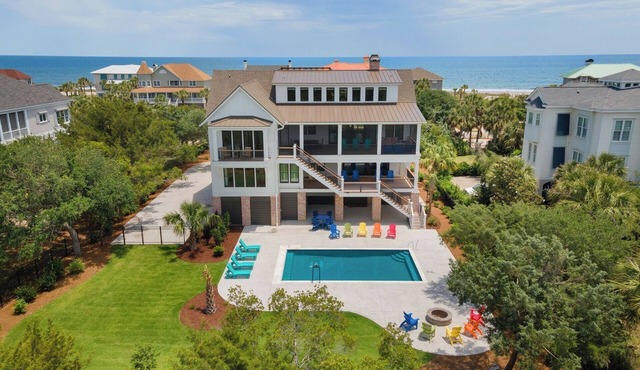 Beautiful 9-Bedroom Coastal Retreat Second-Row, Ocean Views with Private Pool!