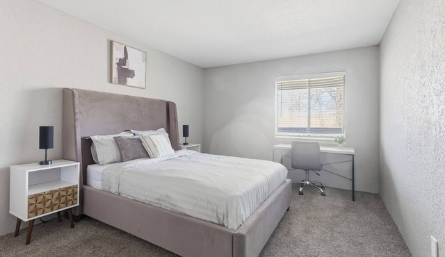 Comfortable bedroom and cozy living space