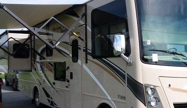 Motor coach, at Hershey camping resort.