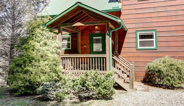 Riverfront duplex w/ mountain view, deck, private hot tub, games loft & WiFi