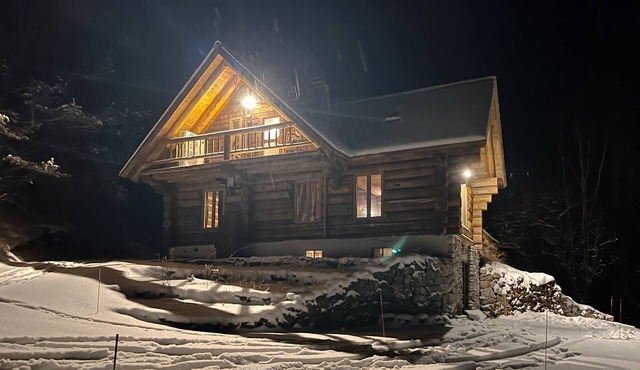 Rustic mountain-view cabin with private deck & fireplaces in Littleton