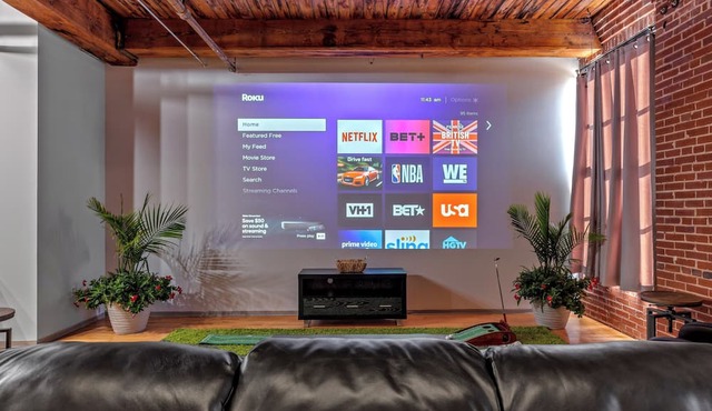 Downtown STL Loft + 100″ Projector + Private Balcony